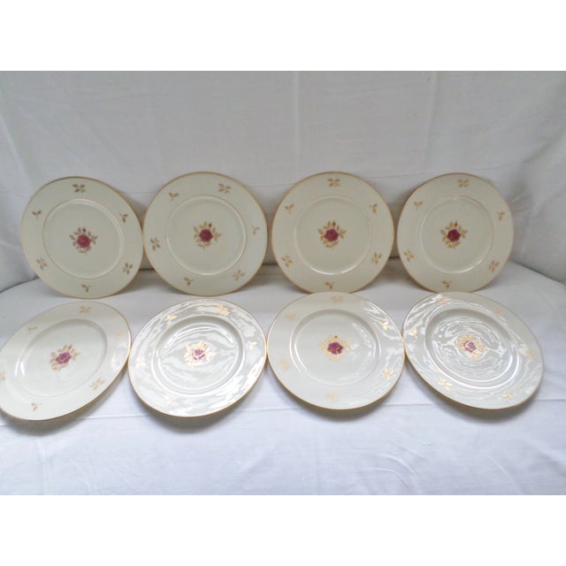 This is a Vintage Set of 8 Lenox Salad / Lunch Plates in the "Rhodora" Pattern that Measure 8.25" wide and are in...