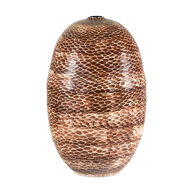 Artisan Large Ceramic Vase with Reptile-Inspired Textured Glaze For Sale - Image 14 of 18