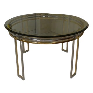 Chrome and Gold-Plated Steel Dining Table, Italy, 1970s For Sale