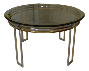 Chrome and Gold-Plated Steel Dining Table, Italy, 1970s