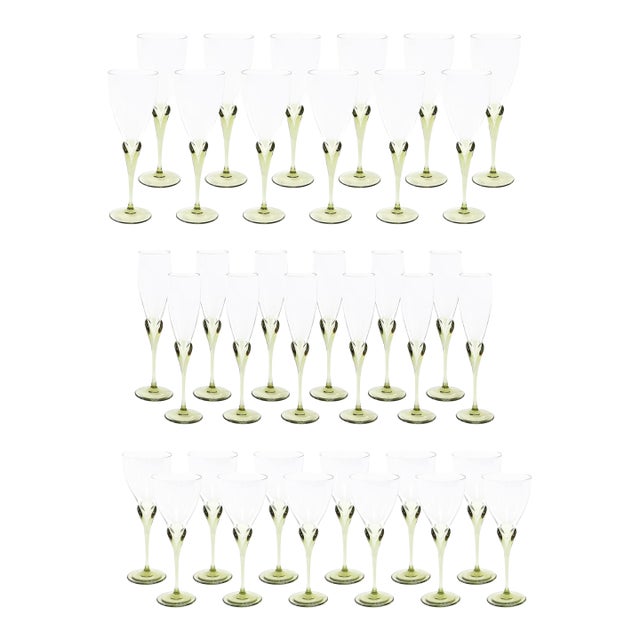 Set of 36 Papyrus Pattern Rosenthal Water, Wine and Champagne Crystal Stemware For Sale