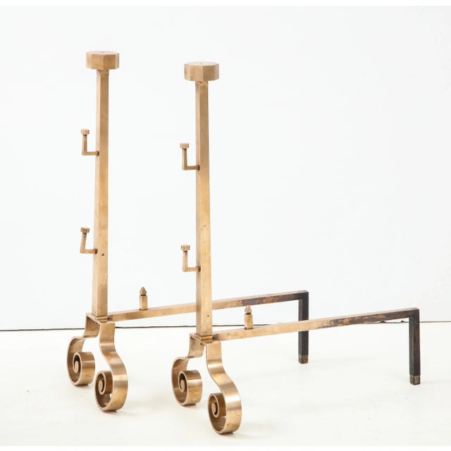 1940s Rose Brass Large Andirons - A Pair For Sale In New York - Image 6 of 13