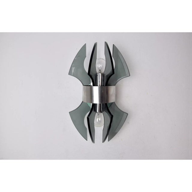 Black Wall Light in Cut Murano Glass from Veca, Italy, 1970 For Sale - Image 8 of 8