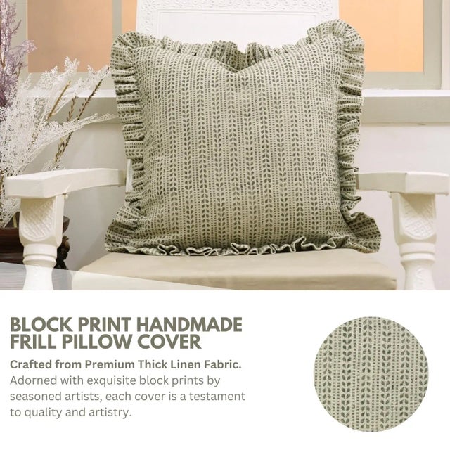 * Handmade Block Print Cushion Cover – Crafted using traditional block printing on premium thick linen, this cushion cover...