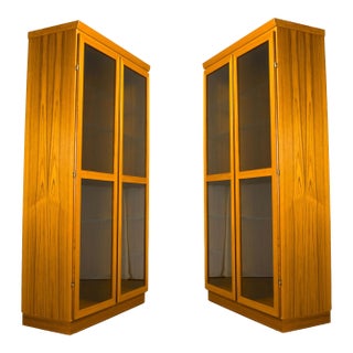 Pair Danish Mid Century Teak Display Cabinet by Skovby For Sale