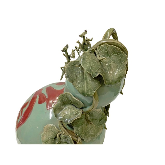 Handmade Light Green Ceramic Artistic Gourd Figure Display Art For Sale - Image 4 of 11