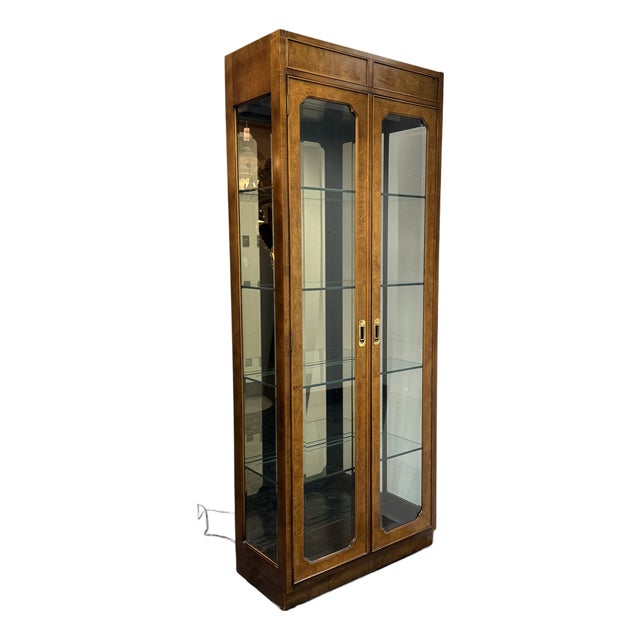 Campaign Style Curio Display Cabinet, Vintage For Sale