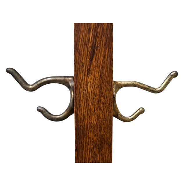 Antique Arts & Crafts/Mission Style Oak Coat Rack Hall Tree For Sale - Image 4 of 6