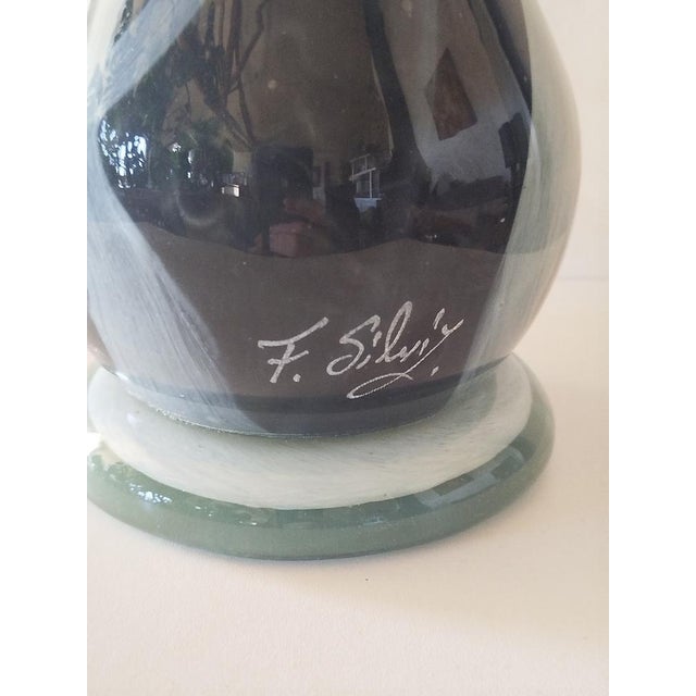 Magnificent swan-shaped vase sculpture, entirely handcrafted. Three-layered blown glass. Unique piece, signed by the...