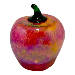 Hand-Blown Iridescent Art Glass Apple Paper Weight