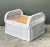Wood Vintage Braided White Rattan Ottoman For Sale - Image 7 of 12