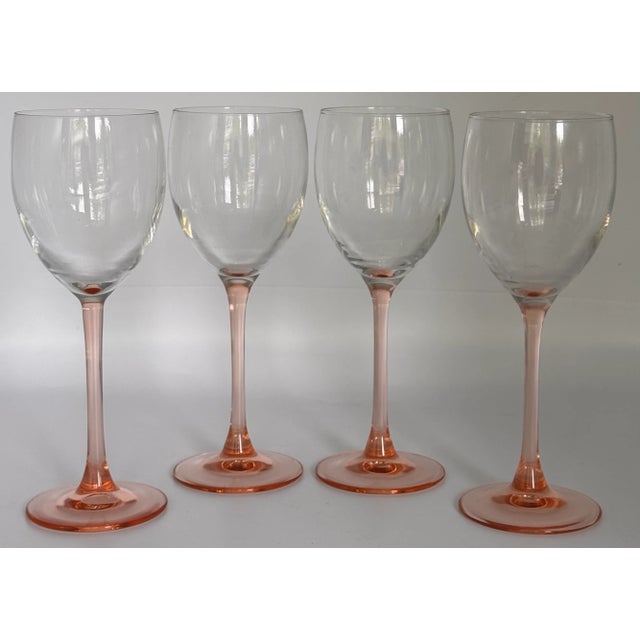 Vintage Made in France Blush Pink Wine Glasses - Set of 4 For Sale - Image 13 of 16