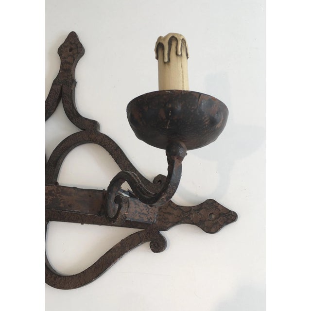 Large Wrought Iron Wall Sconce, French, circa 1950 For Sale - Image 10 of 12