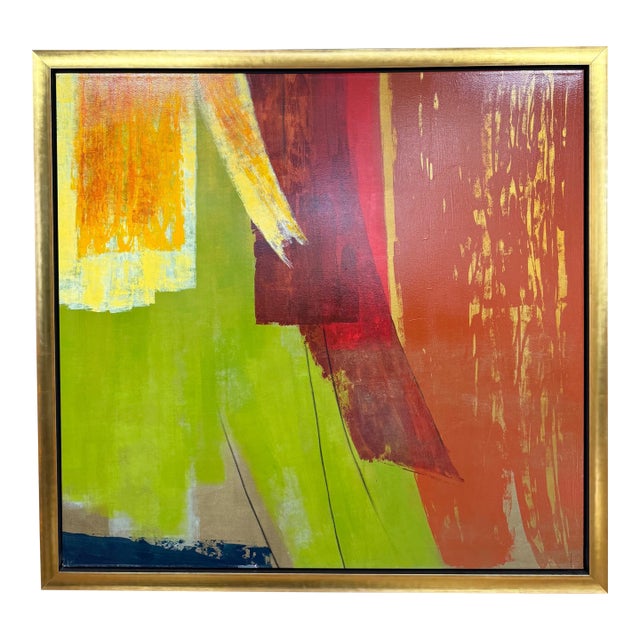 Early 21st-Century, Untitled, Abstract Multicolor Acrylic With Metallic Gold Accents, Artist Jennifer Hollack For Sale