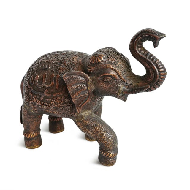 Antique solid copper elephant figurine. Beautiful intricate details and original aged patina.