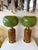 Brass Contemporary Pair of Brass and Green Murano Glass Bulb Shade Lamps, Italy For Sale - Image 8 of 12