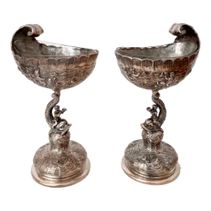 Grotto Metal Footed Dish - a Pair