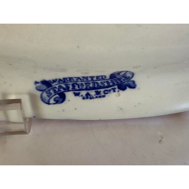 Antique Adams Blue Willow Ironstone Oval Vegetable Bowl Serving Dish 9.5" England C. 1891-1910 For Sale - Image 4 of 4