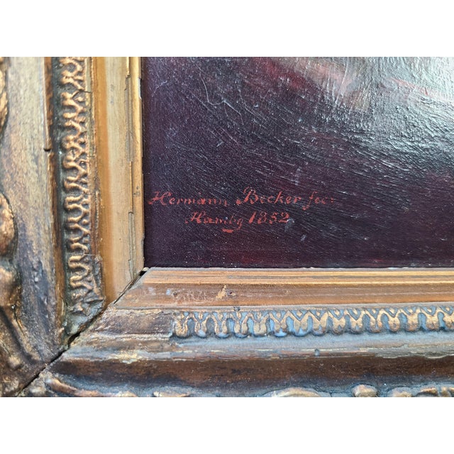 Paper Hermann Heinrich Becker Antique 19th Century Oil Painting Portrait of a Family For Sale - Image 7 of 15