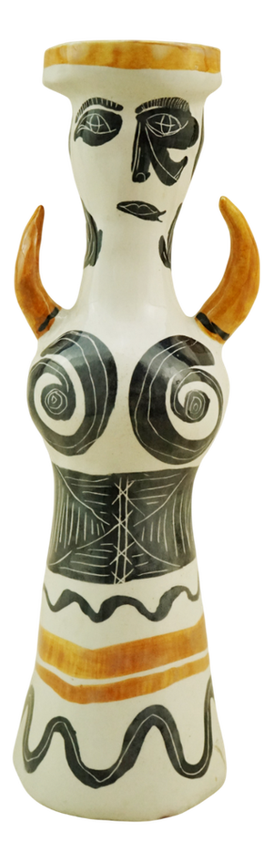 Vintage Anthropomorphic Hand-Decorated Glazed Ceramic Vase for Manifattura Miracoli Venezia, 1950s