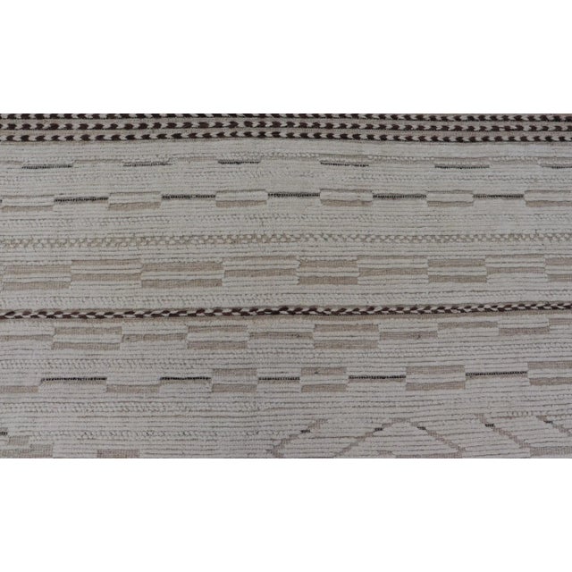 Mid 20th Century Large Modern Rug in Muted Off White. Light Brown With Minimalist Design For Sale - Image 9 of 12