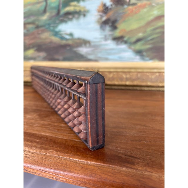 1970s Likely Antique Japanese Abacus With Wood Frame and Patinaed Beads For Sale - Image 5 of 8
