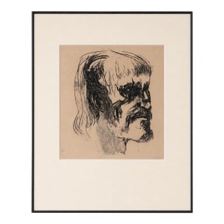 Leonard Baskin Artist Proof Portrait Etching, Signed, Framed 27” X 33 For Sale