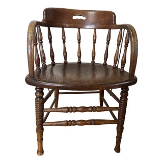 VIntage Oak Captain’s Chair For Sale