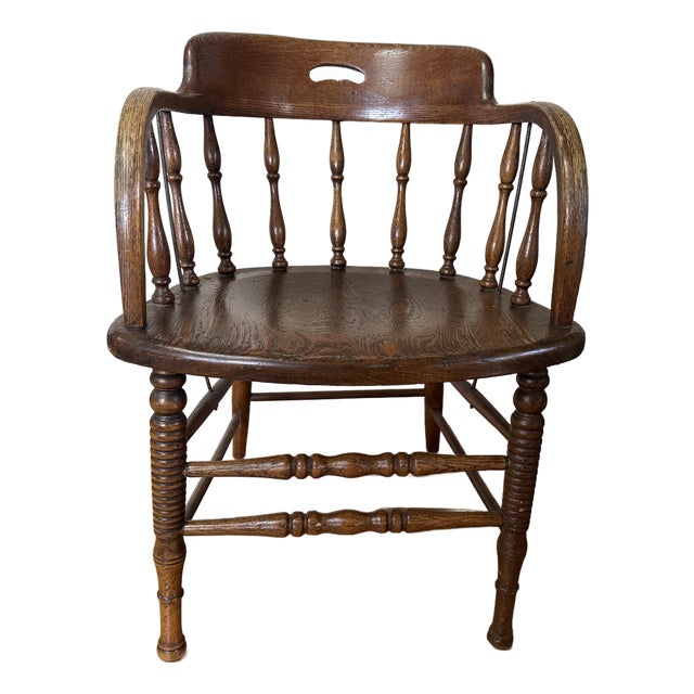 VIntage Oak Captain’s Chair For Sale