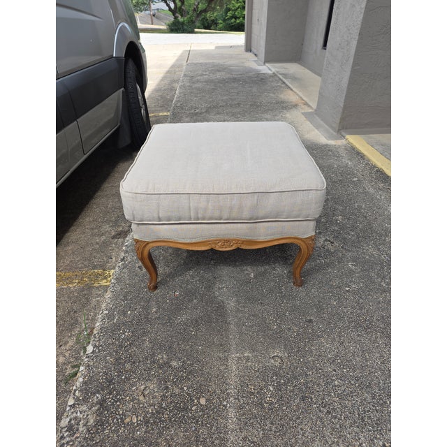 1960s Vintage French Style Square Ottoman For Sale - Image 5 of 9