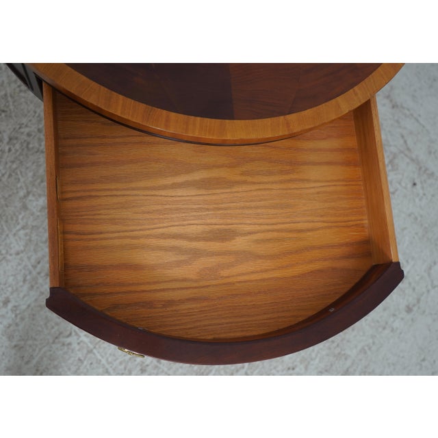 1990s Hickory Chair Mahogany Inlaid Drum Table For Sale - Image 5 of 17