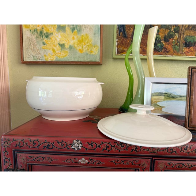 Antique White 1990s Americana Handpainted Signed Lidded Tureen For Sale - Image 8 of 11