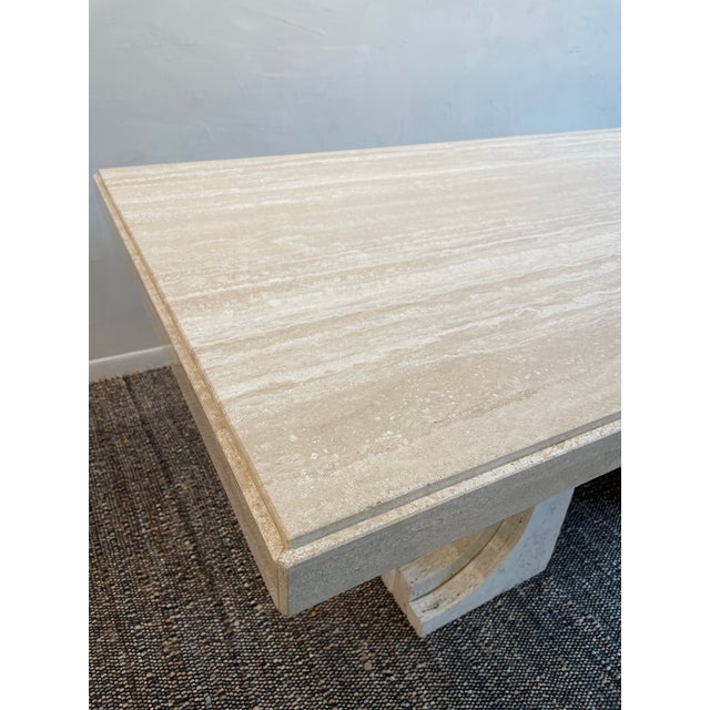 Vintage 1970s Travertine Table in the Manner of Carlo Scarpa For Sale - Image 10 of 12