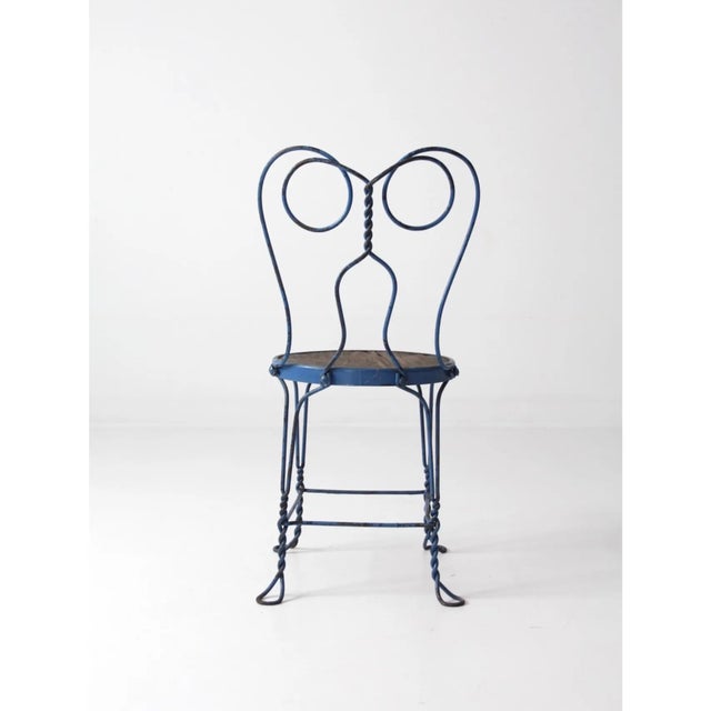 Early 20th Century Early 20th Century Blue Ice Cream Parlor Chair For Sale - Image 5 of 9