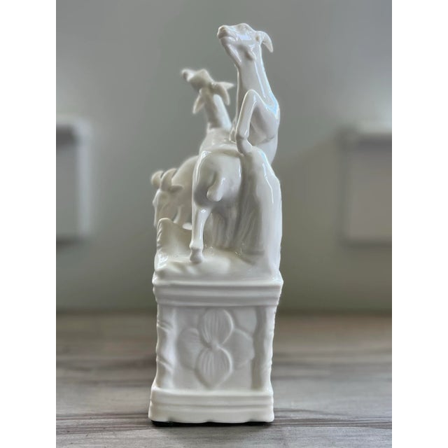 Vintage Blanc De Chine “Three Auspicious Goats” Ceramic Figure For Sale - Image 11 of 12