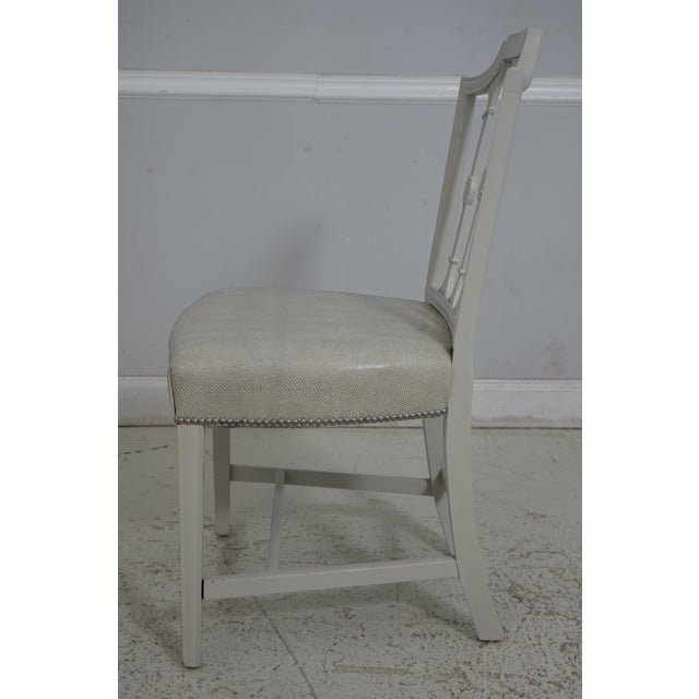 Traditional Set of 8 Vintage White Painted Dining Room Chairs For Sale - Image 3 of 12