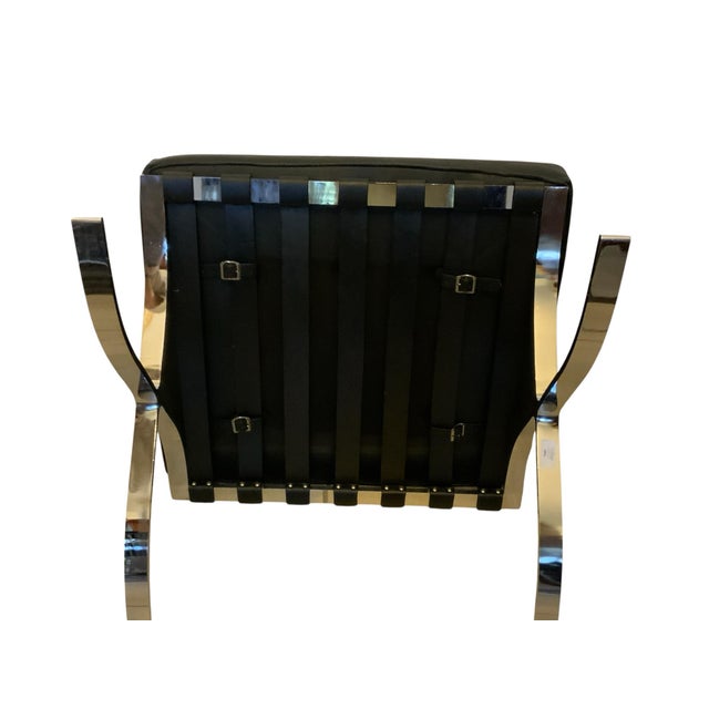 Mid-Century Modern Mid Century Modern MCM Naos Black Leather Ottoman With Chrome Frame Italy 1998 For Sale - Image 3 of 4