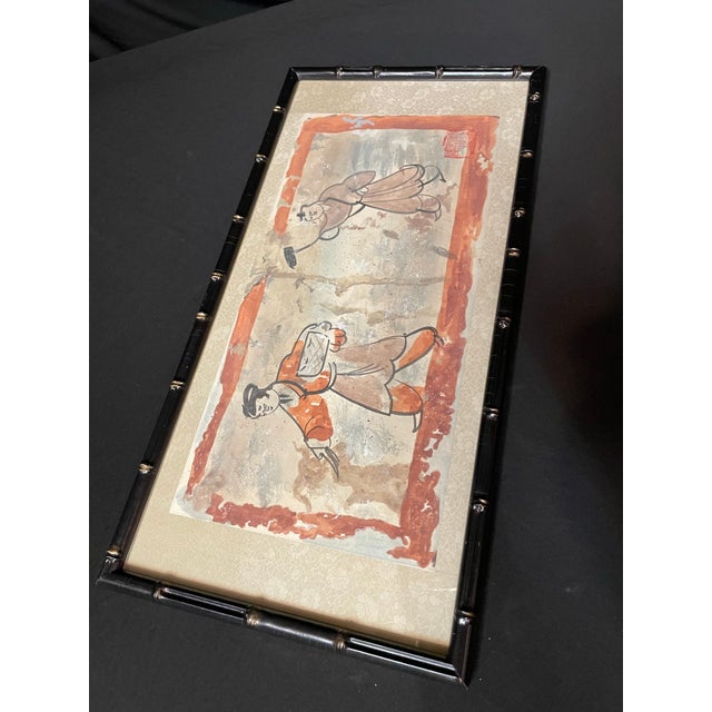 Vintage Chinese Painting Inspired by Shang Dynasty Tomb Art For Sale In Saint Louis - Image 6 of 7