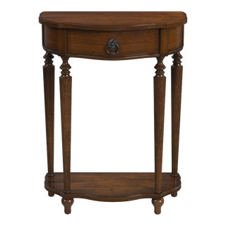 Ashby Demilune Console Table with Storage, Antique Cherry For Sale