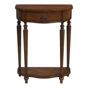 Ashby Demilune Console Table with Storage, Antique Cherry