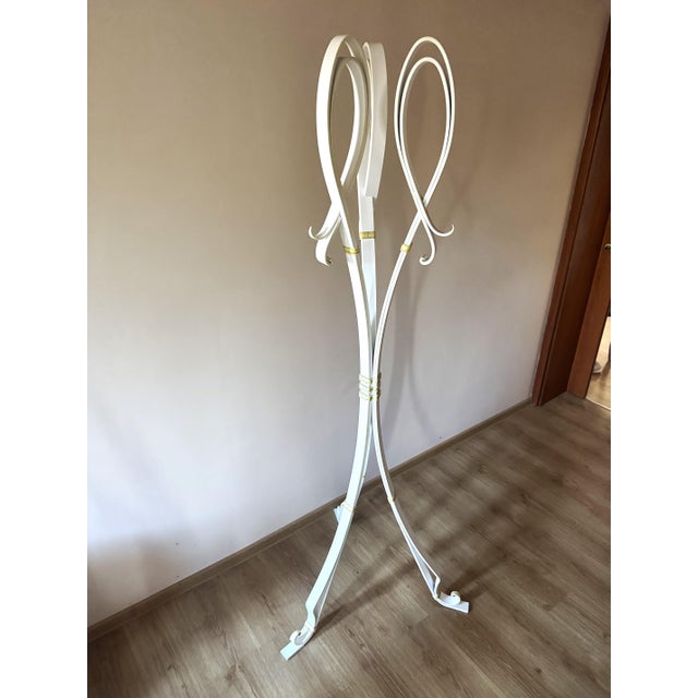 Vintage Hand-Forged Iron Coat Stand in White and Gold, 1950s For Sale - Image 12 of 18