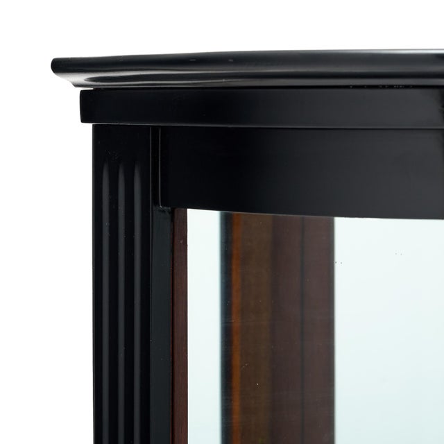 Wood French Louis XVI Style Ebonized Curved Glass Vitrine Display Cabinet, Circa 1900 For Sale - Image 7 of 9