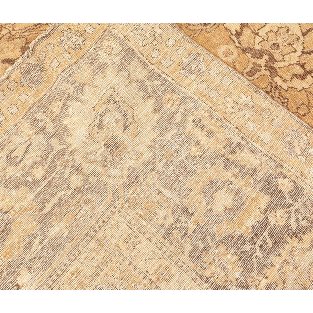 Early 21st Century Authetic Indian Amritsar Tan, Brown Hand-knotted Wool Rug For Sale - Image 5 of 6