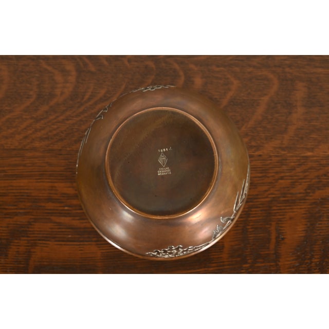 Heintz Arts & Crafts Sterling Silver on Bronze Footed Bowl For Sale - Image 12 of 15