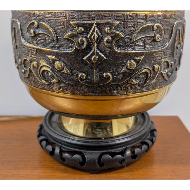 Mid 20th Century Mid 20th Century Hollywood Regency Asian Brass Table Lamp For Sale - Image 5 of 5