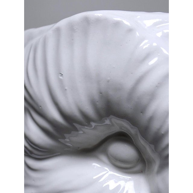 Large Vintage Italian White Earthenware Owl Head Cachepot, 1960s For Sale - Image 13 of 18