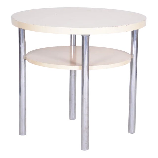 Bauhaus Lacquered Wood & Chrome Side Table attributed to Mücke & Melder, 1930s For Sale