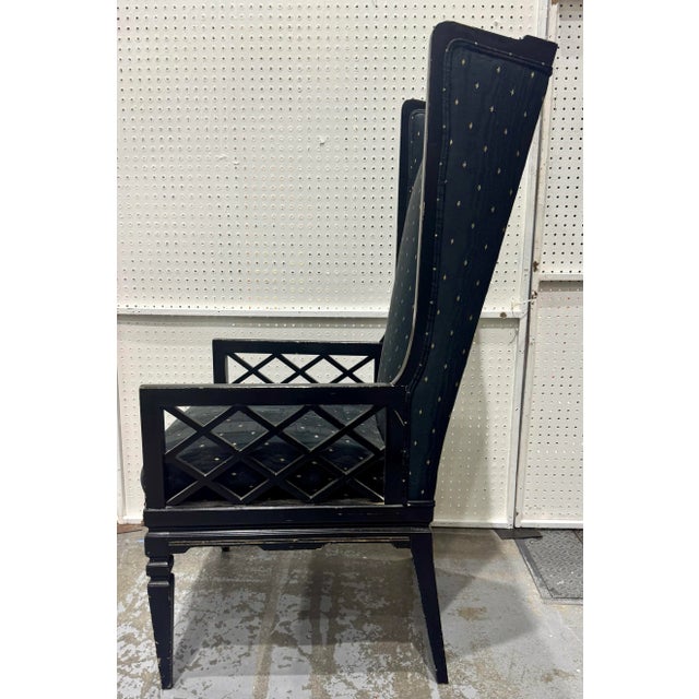 Vintage Fretwork High Back Chippendale Livingroom Desk Wingback Chair Armchair For Sale In West Palm - Image 6 of 12