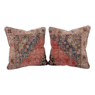 Turkish Oushak Rug Pillow Cover 24'' X 24'' - Set of Two For Sale