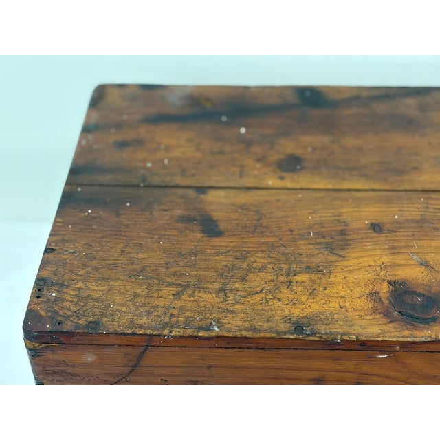 Wood Early American Primitive Pine Lift-Top Storage Box | 19th Century Farmhouse Blanket or Document Box For Sale - Image 7 of 15